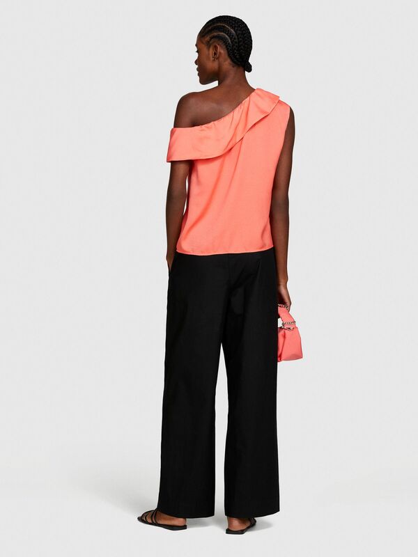 Tek Omuzlu Yaka Detaylı Kolsuz Bluz Kadın Düzenlenecek Bluz - 324P51MGLH017