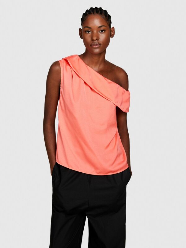 Tek Omuzlu Yaka Detaylı Kolsuz Bluz Kadın Düzenlenecek Bluz - 324P51MGLH017