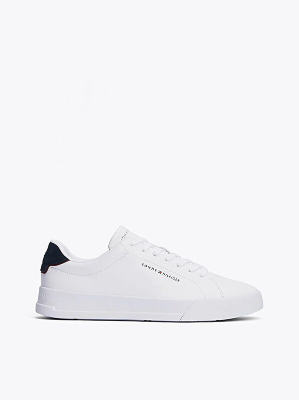 Tommy Hilfiger - TH COURT LTH DETAIL ESS Erkek Beyaz Sneakers - FM0FM05367