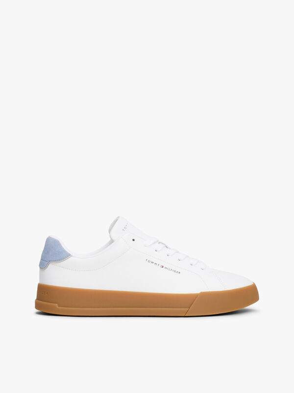 Tommy Hilfiger - TH COURT LTH DETAIL ESS Erkek Beyaz Sneakers - FM0FM05367