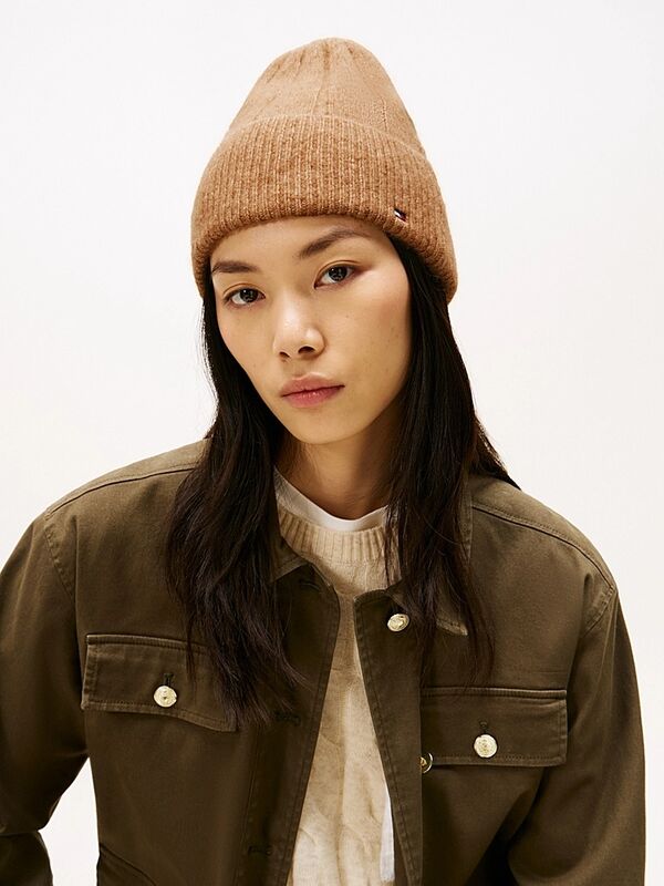 TH FLAG FLUFFY BEANIE Kadın Yeşil Bere - AW0AW17779