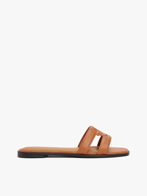 TH LOGO STRAP MULE Kadın Kahverengi Sandalet - FW0FW08671