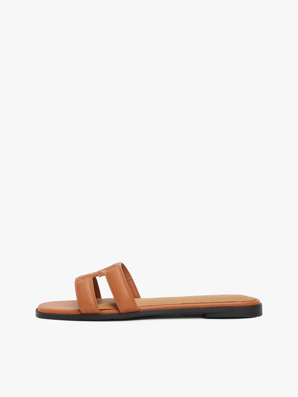 TH LOGO STRAP MULE Kadın Kahverengi Sandalet - FW0FW08671