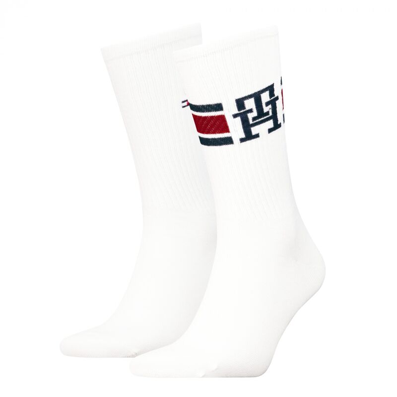 Tommy Hilfiger - TH MEN SOCK 2P MONOGRAM SPORT Erkek Beyaz Çorap - S701236320