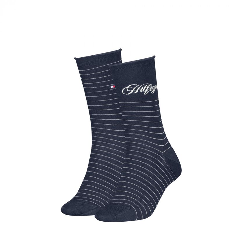 Tommy Hilfiger - TH WOMEN SOCK 2P HILFIGER STRIPE Kadın Beyaz Çorap - S701236455