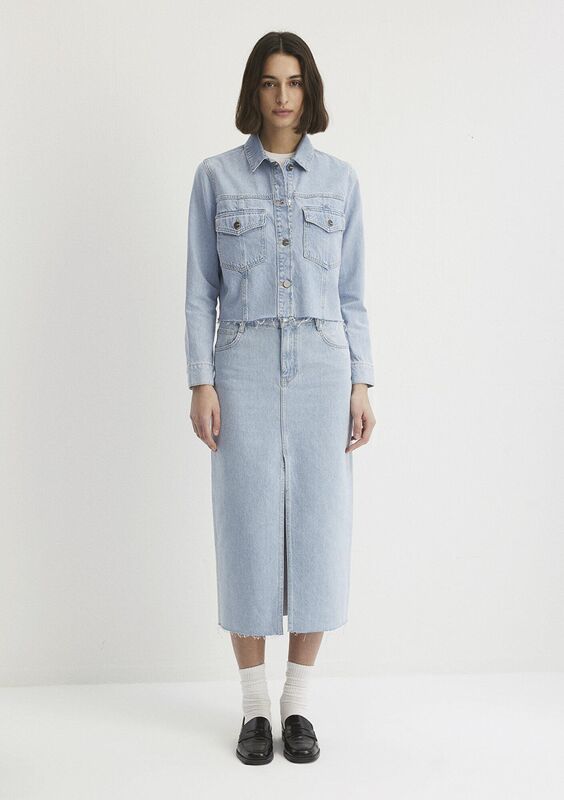 THALIA Kadın Bleached Mavi Premium Denim Ceket - M1110289