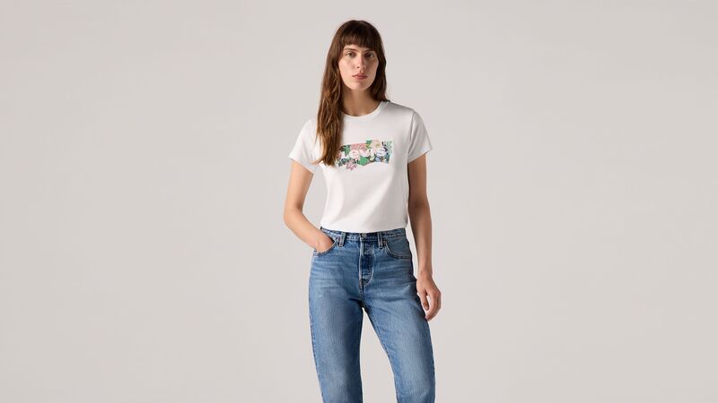 Levi's - THE PERFECT TEE COLORING BOOK DAHLIA BW Kadın Beyaz T-Shirt - 17369