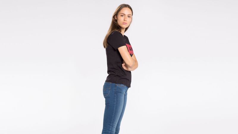 THE PERFECT TEE TR LARGE BATWING WHITE Kadın Siyah Grafik Tişört - 17369
