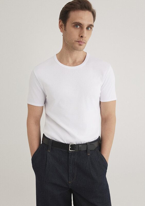 TİŞÖRT Erkek Beyaz Basic T-Shirt - M063747