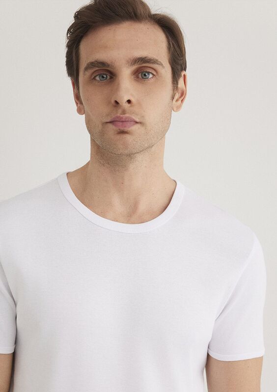 TİŞÖRT Erkek Beyaz Basic T-Shirt - M063747