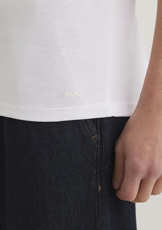 TİŞÖRT Erkek Beyaz Basic T-Shirt - M063747