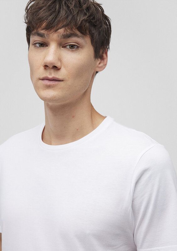 TİŞÖRT Siyah Erkek Beyaz Basic T-Shirt - M065574