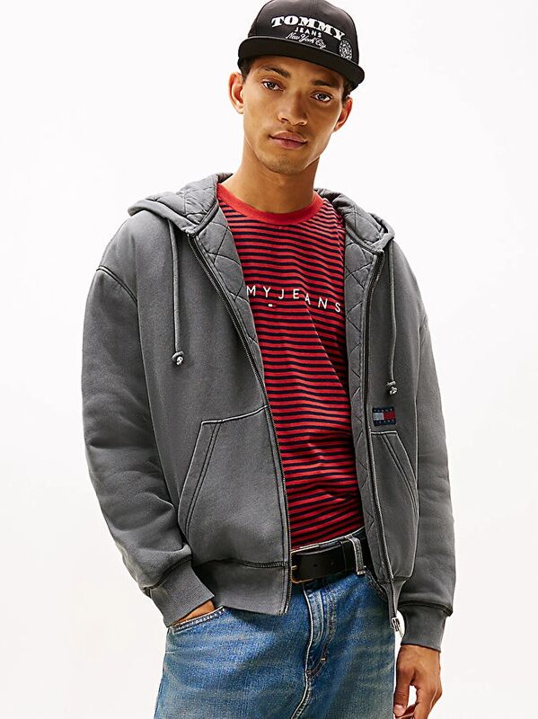 Tommy Hilfiger - TJM 90S QUILT NEW CLASSICS FZ Erkek Siyah Sweatshirt - DM0DM22364