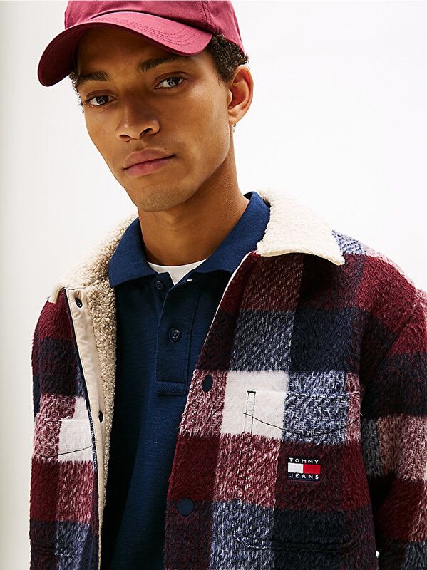 TJM CHECK TEDDY OVERSHIRT EXT Erkek Mavi Gömlek - DM0DM22010