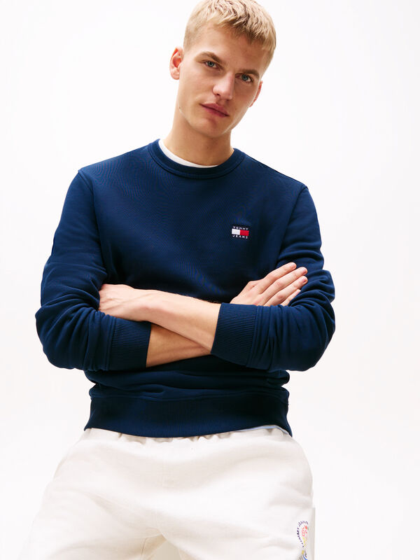 TJM REG BADGE CREW EXT Erkek Mavi Sweatshirt - DM0DM20660