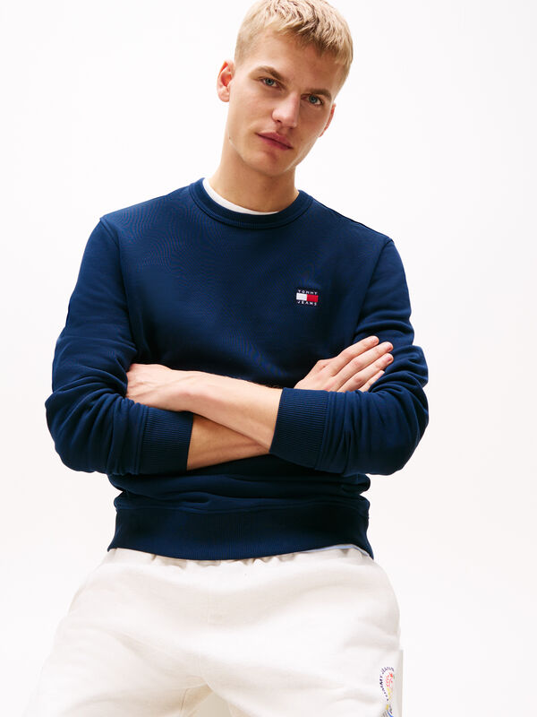 TJM REG BADGE CREW EXT Erkek Mavi Sweatshirt - DM0DM20660