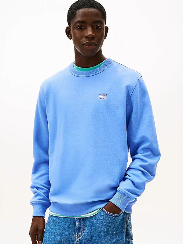 Tommy Hilfiger - TJM REG BADGE CREW EXT Erkek Mavi Sweatshirt - DM0DM22665