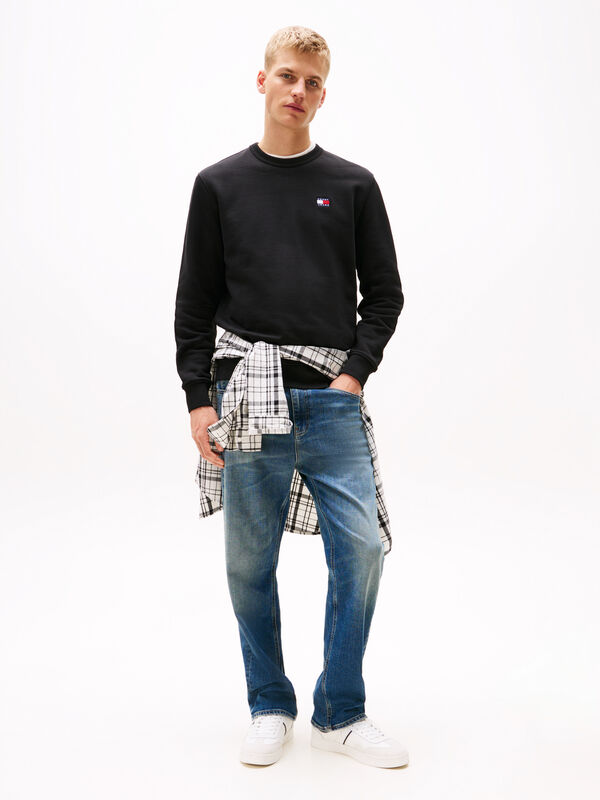 TJM REG BADGE CREW EXT Erkek Siyah Sweatshirt - DM0DM20660