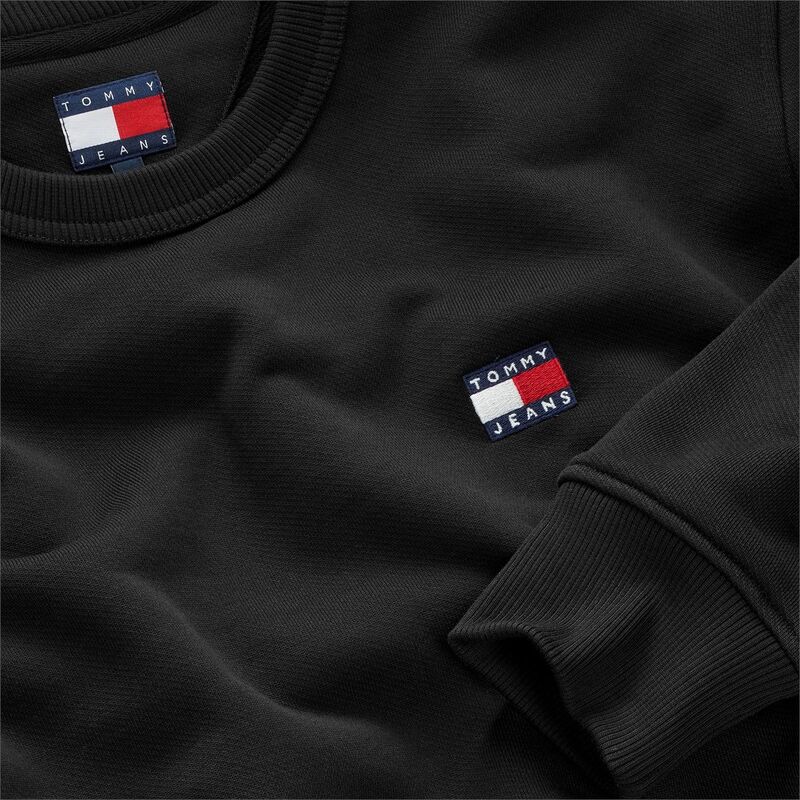 TJM REG BADGE CREW EXT Erkek Siyah Sweatshirt - DM0DM20660