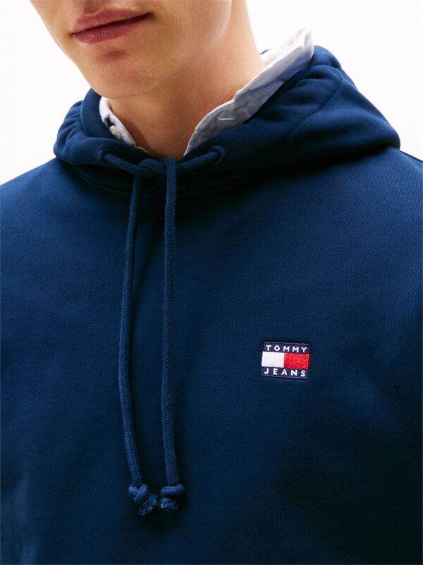 TJM REG BADGE HOODIE EXT Erkek Mavi Kazak - DM0DM20258