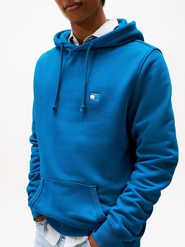 TJM REG BADGE HOODIE EXT Erkek Mavi Kazak - DM0DM20258