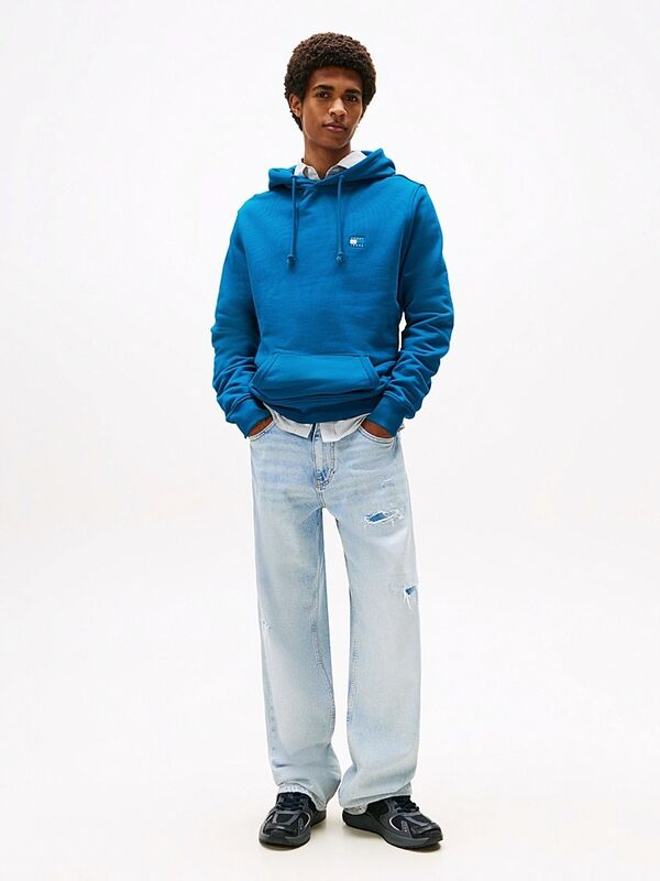 TJM REG BADGE HOODIE EXT Erkek Mavi Kazak - DM0DM20258