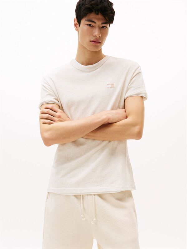 Tommy Hilfiger - TJM REG BADGE TEE EXT Erkek Bej T-Shirt - DM0DM20322