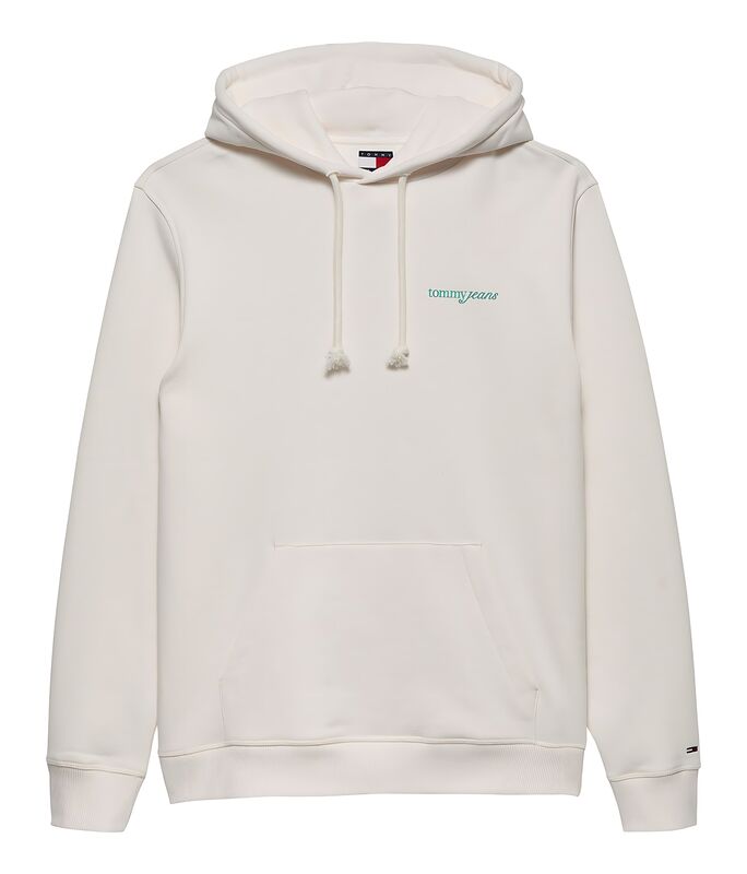 Tommy Hilfiger - TJM REG BLUR SCRPT BCK HOOD EXT Erkek Beyaz Kazak - DM0DM22112