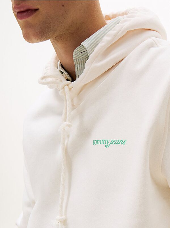 TJM REG BLUR SCRPT BCK HOOD EXT Erkek Beyaz Kazak - DM0DM22112