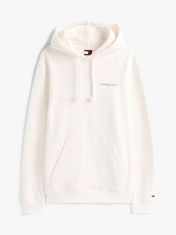 TJM REG BLUR SCRPT BCK HOOD EXT Erkek Beyaz Kazak - DM0DM22112