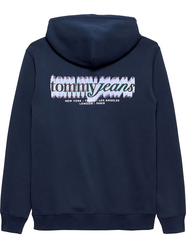 TJM REG BLUR SCRPT BCK HOOD EXT Erkek Mavi Kazak - DM0DM22112