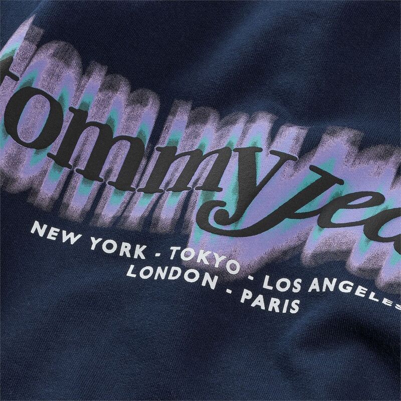 TJM REG BLUR SCRPT BCK HOOD EXT Erkek Mavi Kazak - DM0DM22112