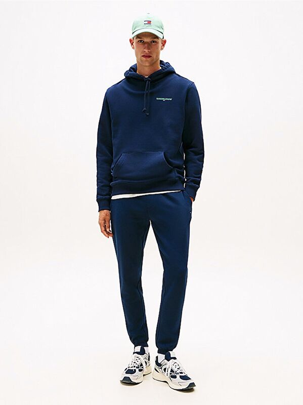 TJM REG BLUR SCRPT BCK HOOD EXT Erkek Mavi Kazak - DM0DM22112