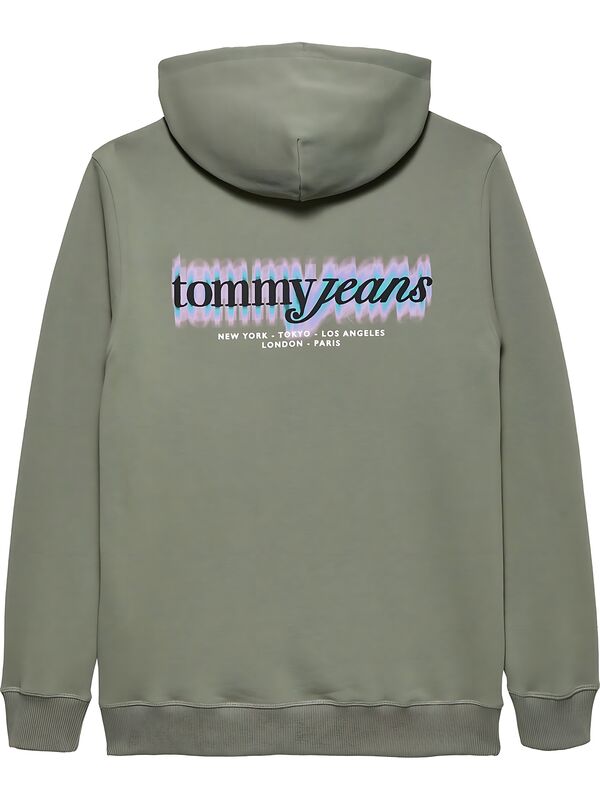 TJM REG BLUR SCRPT BCK HOOD EXT Erkek Yeşil Kazak - DM0DM22112