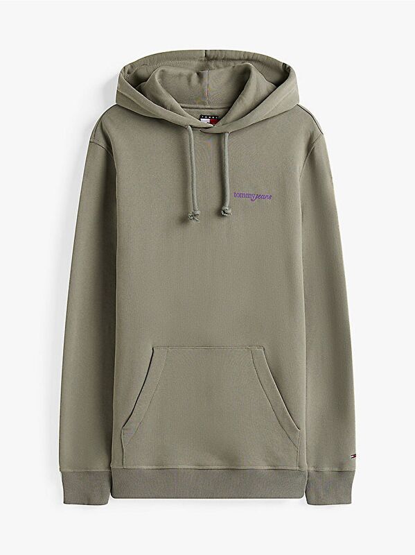 TJM REG BLUR SCRPT BCK HOOD EXT Erkek Yeşil Kazak - DM0DM22112