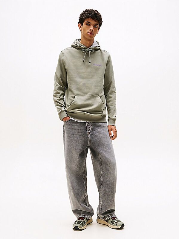 TJM REG BLUR SCRPT BCK HOOD EXT Erkek Yeşil Kazak - DM0DM22112