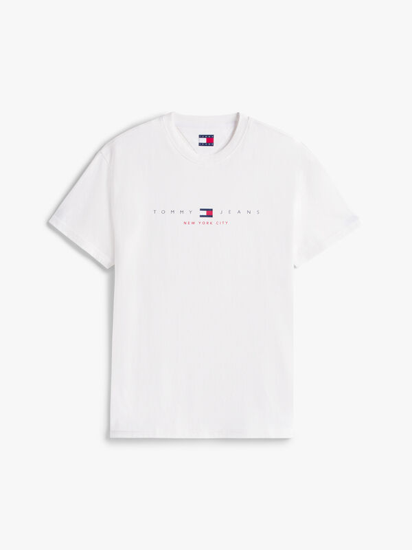 Tommy Hilfiger - TJM REG FLAG LINEAR SS TEE EXT Erkek Beyaz T-Shirt - DM0DM21911