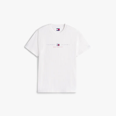 TJM REG FLAG LINEAR SS TEE EXT Erkek Beyaz T-Shirt - DM0DM21911