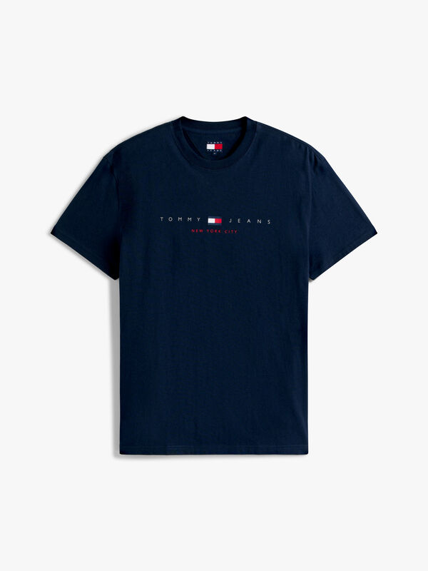 Tommy Hilfiger - TJM REG FLAG LINEAR SS TEE EXT Erkek Mavi T-Shirt - DM0DM21911