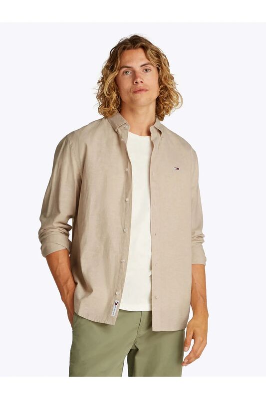 TJM REG LINEN BLEND LS SHIRT EXT Erkek Bej Gömlek - DM0DM20875