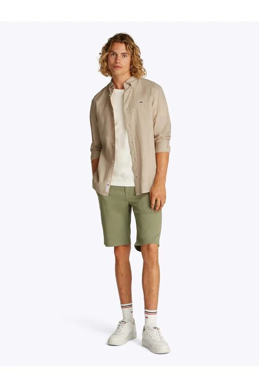 TJM REG LINEN BLEND LS SHIRT EXT Erkek Bej Gömlek - DM0DM20875