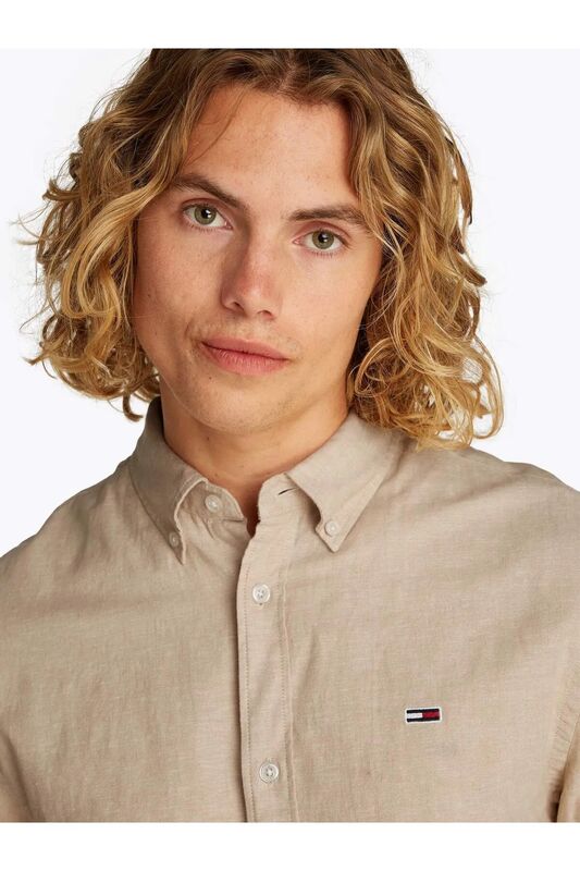 TJM REG LINEN BLEND LS SHIRT EXT Erkek Bej Gömlek - DM0DM20875