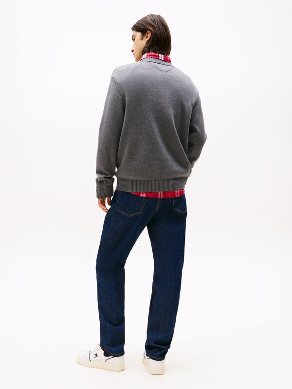 TJM REG MELANGE FLAG SWEATER Erkek Gri Kazak - DM0DM22105