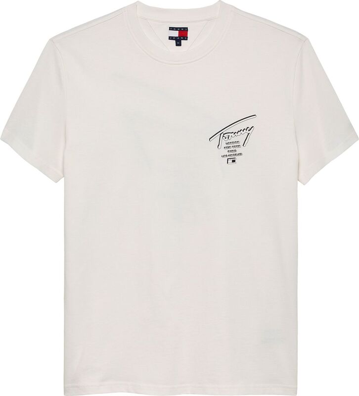 Tommy Hilfiger - TJM REG SIGN CITY TEE EXT Erkek Beyaz T-Shirt - DM0DM22120