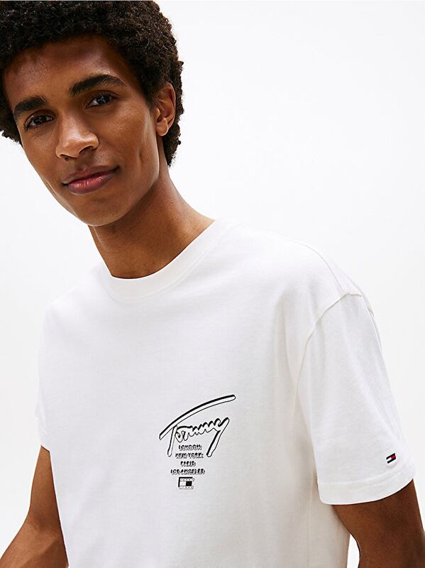 TJM REG SIGN CITY TEE EXT Erkek Beyaz T-Shirt - DM0DM22120