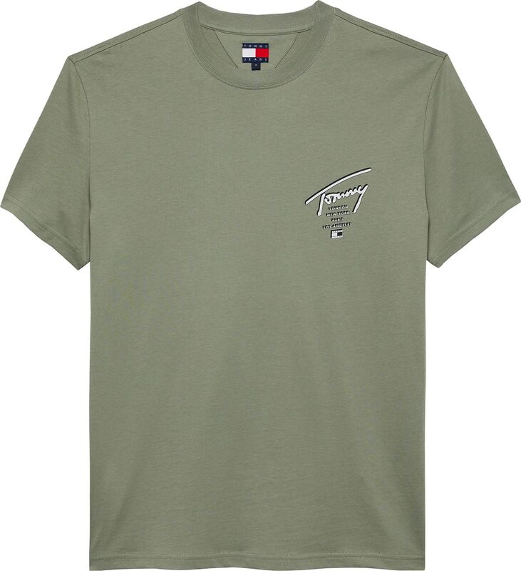 Tommy Hilfiger - TJM REG SIGN CITY TEE EXT Erkek Yeşil T-Shirt - DM0DM22120