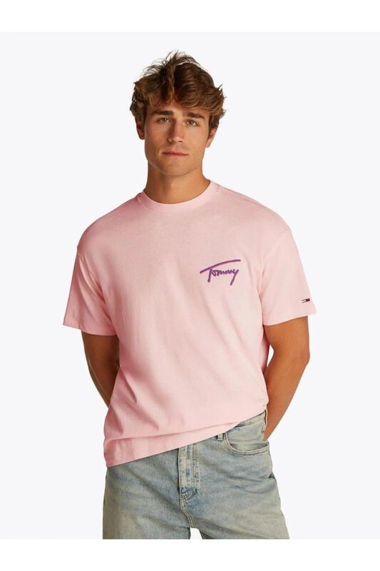 Tommy Hilfiger - TJM RLX FADED GRAPHIC TEE EXT Erkek Pembe T-Shirt - DM0DM20768