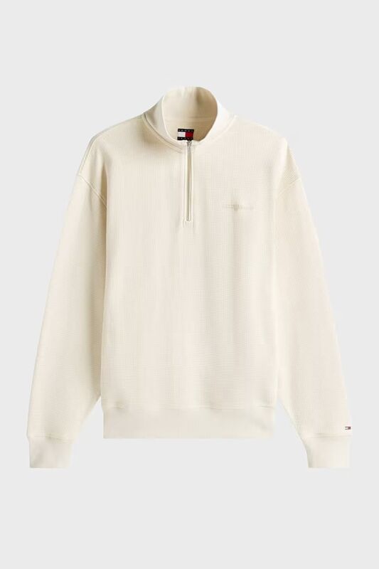 TJM RLX WAFFLE SCRIPT QRTR ZIP Erkek Bej Sweatshirt - DM0DM21880