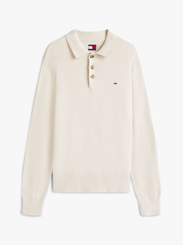 Tommy Hilfiger - TJM SLIM ESSENTIAL POLO SWEATER Erkek Bej Kazak - DM0DM20304