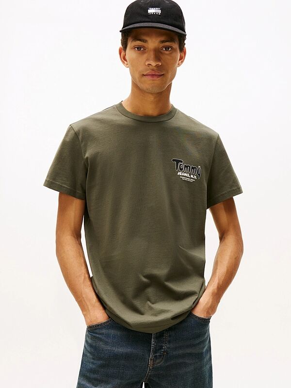 Tommy Hilfiger - TJM SLIM FONT PLAY TEE Erkek Yeşil T-Shirt - DM0DM22049